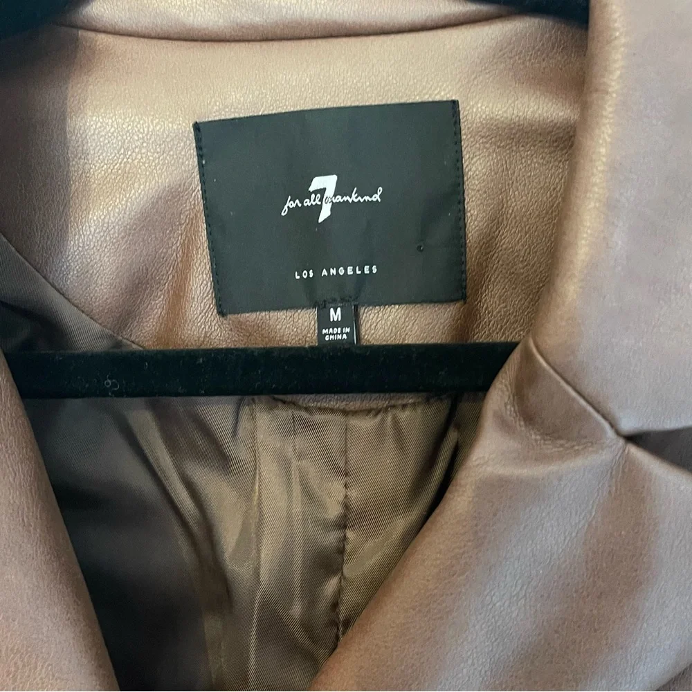7 for all Mankind Brown Faux Leather Blazer Sz M
